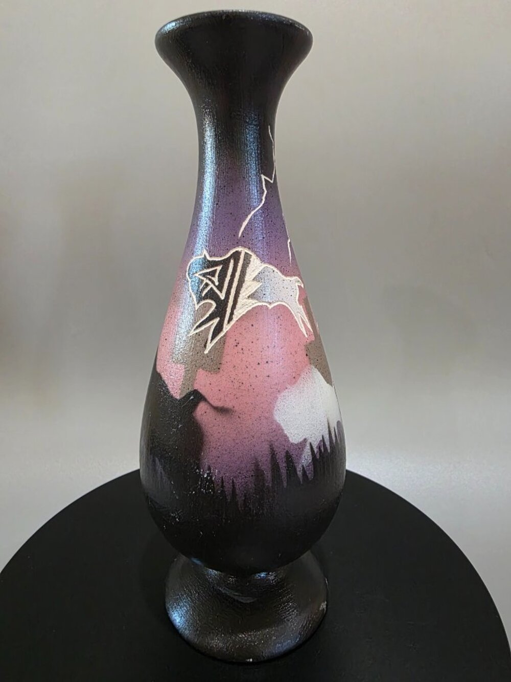 Vintage Hozoni Navajo Pottery Vase THUNDER HERD Rock NAV Desert Lightning 6"